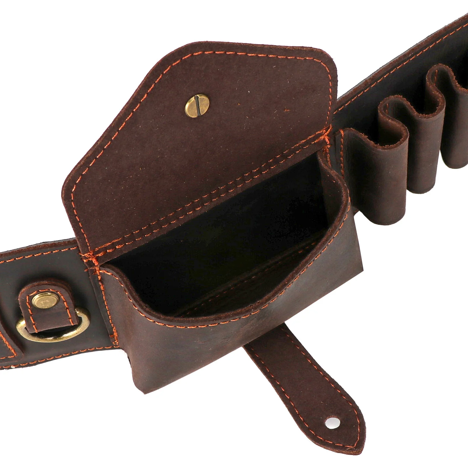 Tourbon Hunting Accessories 12 Gauge Gun Bandolier Cartridges Belt Genuine Leather Ammo Holder Carrier W/ A Pocket 39''-47‘’