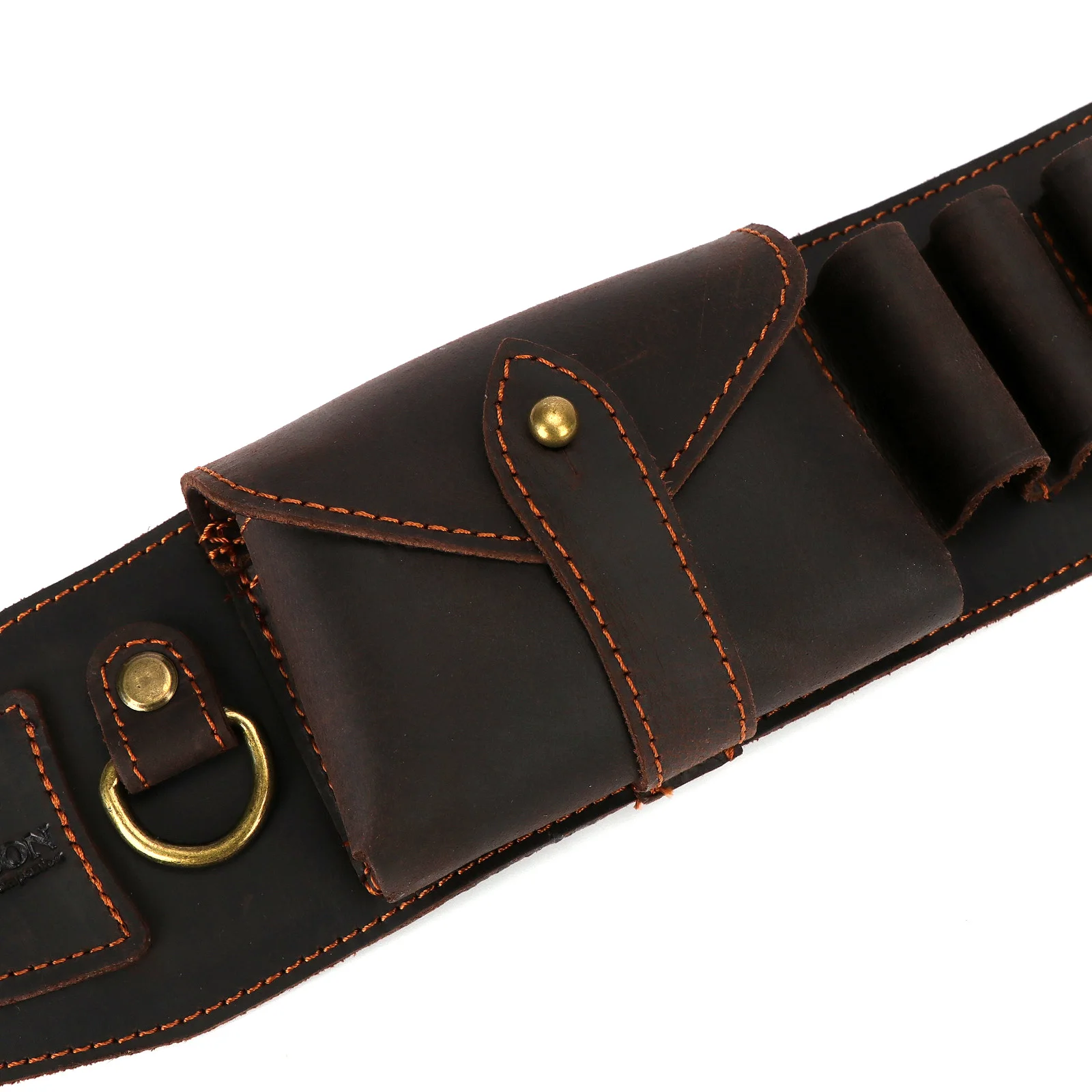 Tourbon Hunting Accessories 12 Gauge Gun Bandolier Cartridges Belt Genuine Leather Ammo Holder Carrier W/ A Pocket 39''-47‘’
