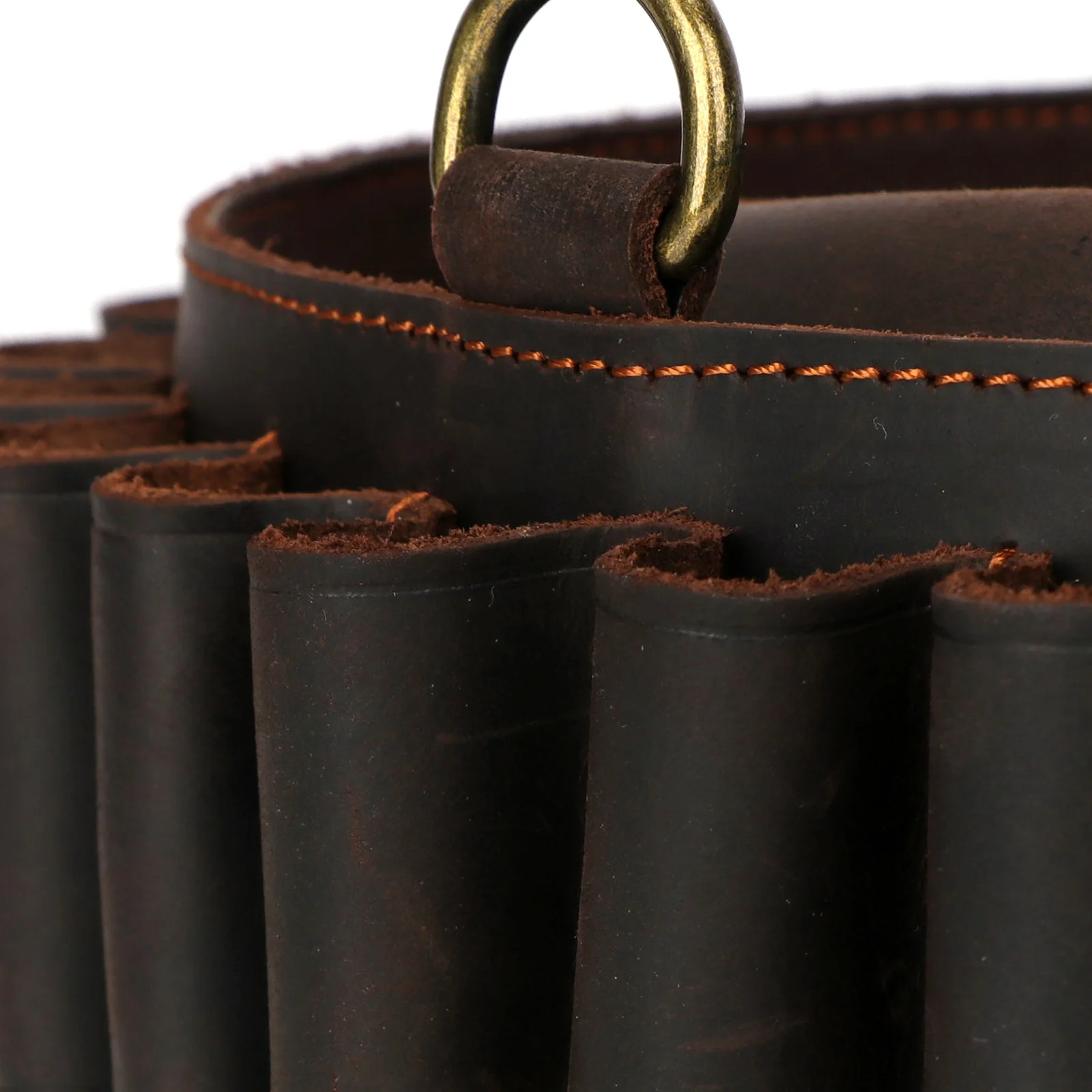 Tourbon Hunting Accessories 12 Gauge Gun Bandolier Cartridges Belt Genuine Leather Ammo Holder Carrier W/ A Pocket 39''-47‘’