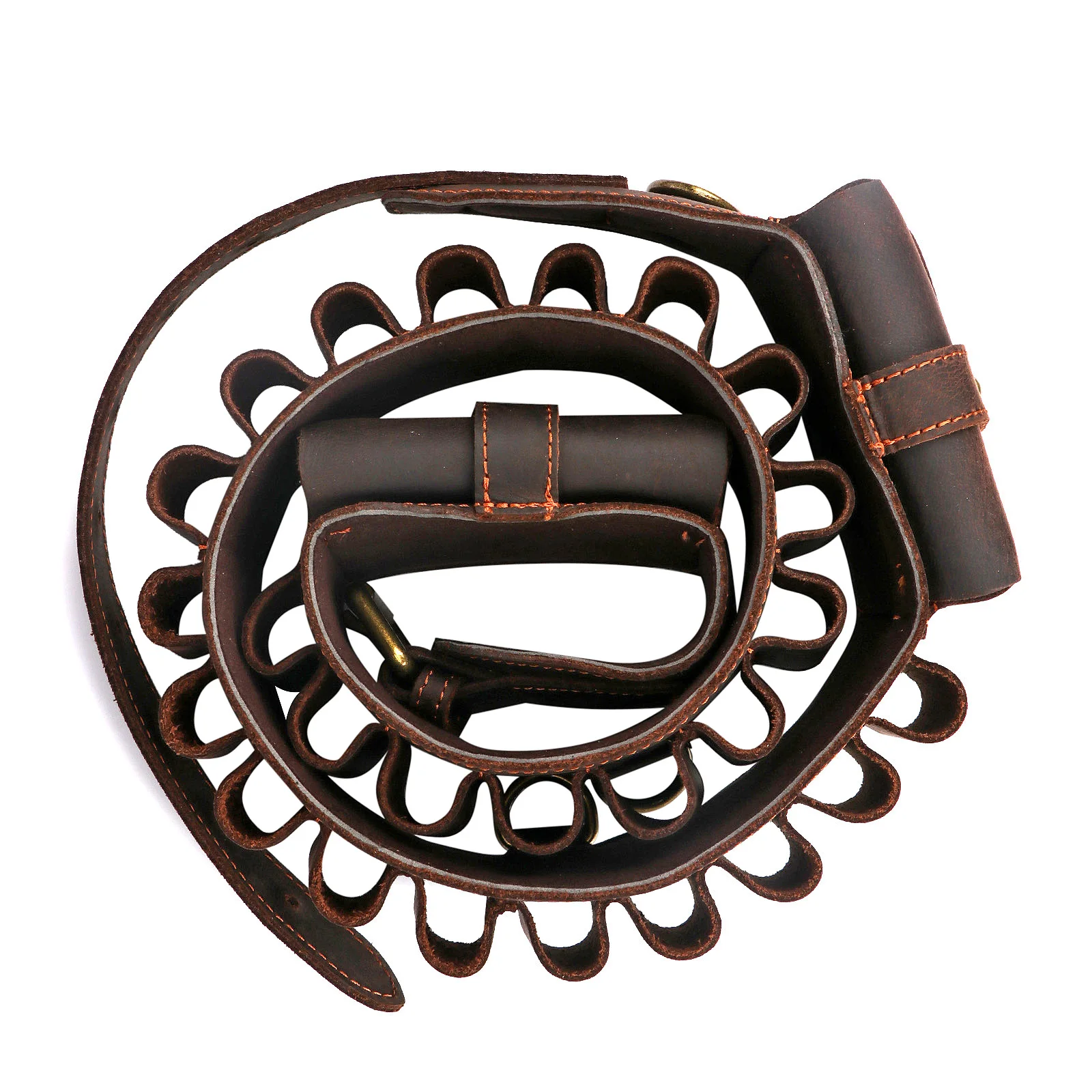Tourbon Hunting Accessories 12 Gauge Gun Bandolier Cartridges Belt Genuine Leather Ammo Holder Carrier W/ A Pocket 39''-47‘’