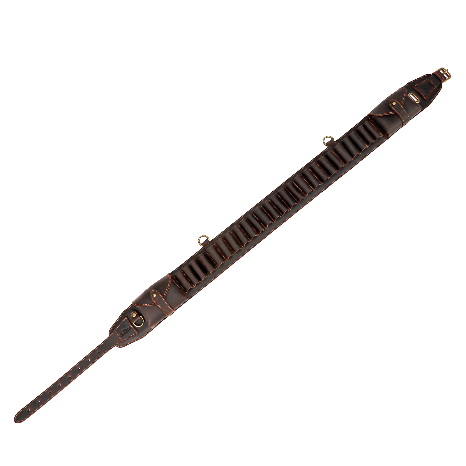 Tourbon Hunting Accessories 12 Gauge Gun Bandolier Cartridges Belt Genuine Leather Ammo Holder Carrier W/ A Pocket 39''-47‘’