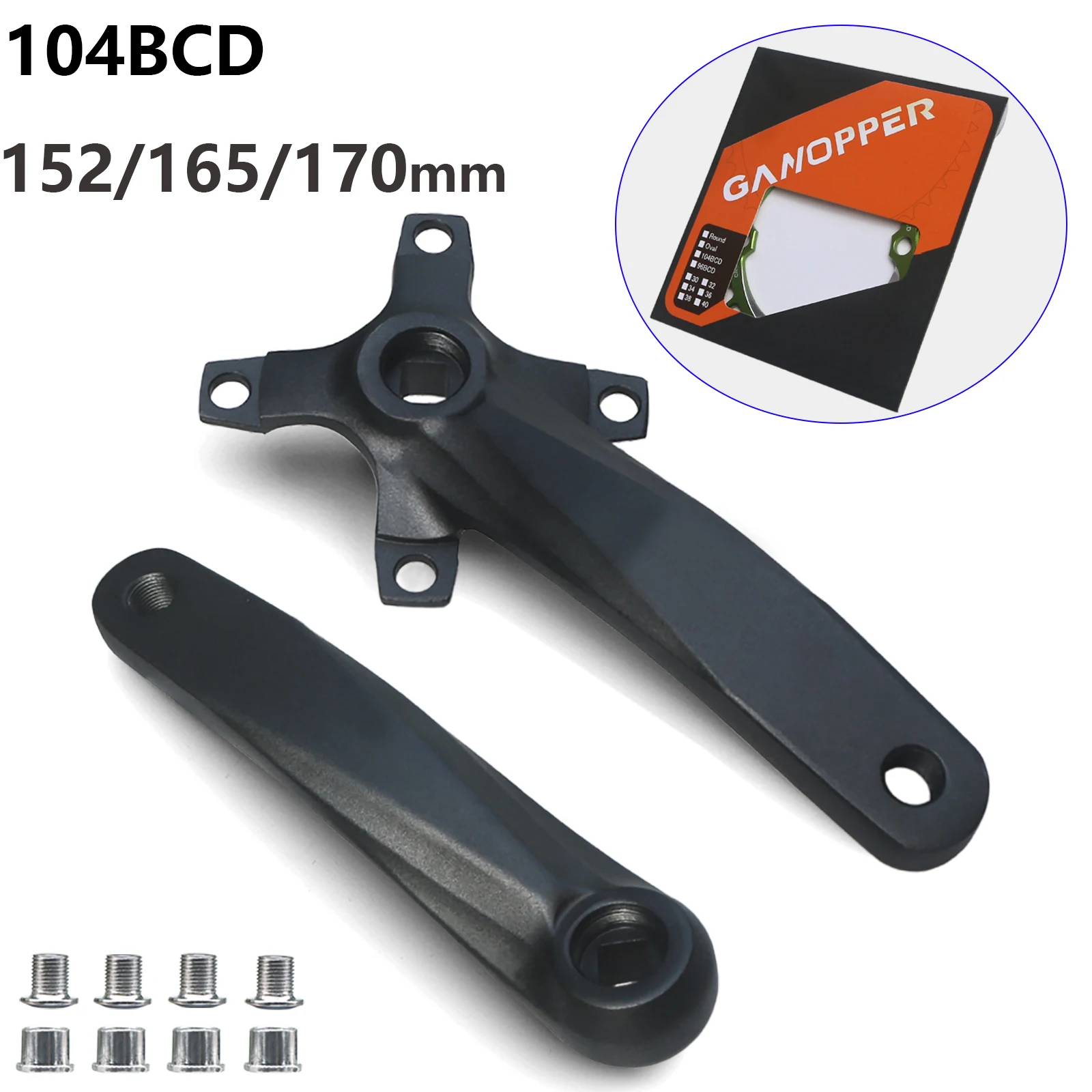 152/165/170mm Bicycle Square Hole Crankset 104BCD 30/32T/34T/36T/38T/40T/42T Narrow Wide Chainwheel Sprocket MTB Bike Crank Arms