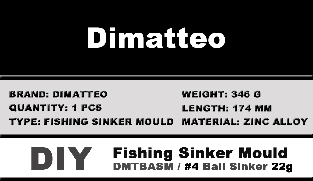 Dimatteo DIY Fishing Ball Sinker Mould DMTBASM/#4 Ball Sinker 22g 7 Cavities