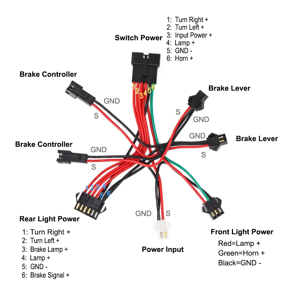 Ebike Front Brake Rear Light Set For 36V 48V Battery Contain Horn Headlight Switch And With Ebike Turn Functional Tail Light