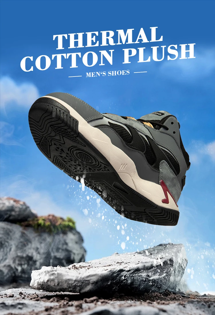 Baasploa Winter Men Leather Sneakers Casual Fashion Waterproof Sport Shoes For Man Plush Warm Male Sneakers Non-Slip Outdoor