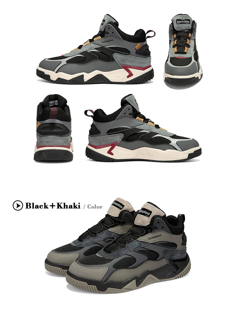 Baasploa Winter Men Leather Sneakers Casual Fashion Waterproof Sport Shoes For Man Plush Warm Male Sneakers Non-Slip Outdoor