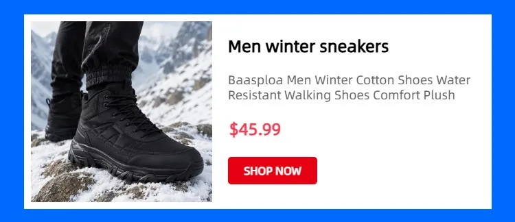 Baasploa Winter Men Leather Sneakers Casual Fashion Waterproof Sport Shoes For Man Plush Warm Male Sneakers Non-Slip Outdoor