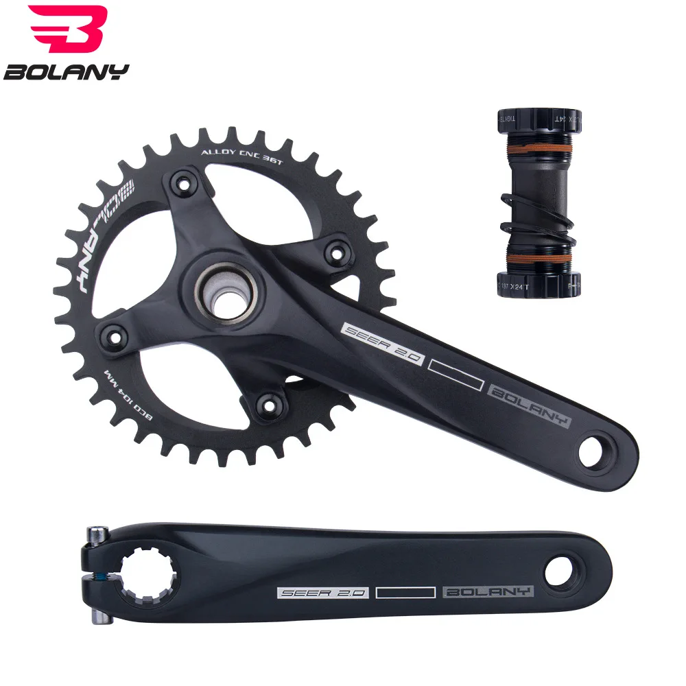 Bicycle Crankset 36T 22-36T 24-38T Bolany 104BCD Hollow Crank MTB Crankset 170mm Integrated Crank Chainring