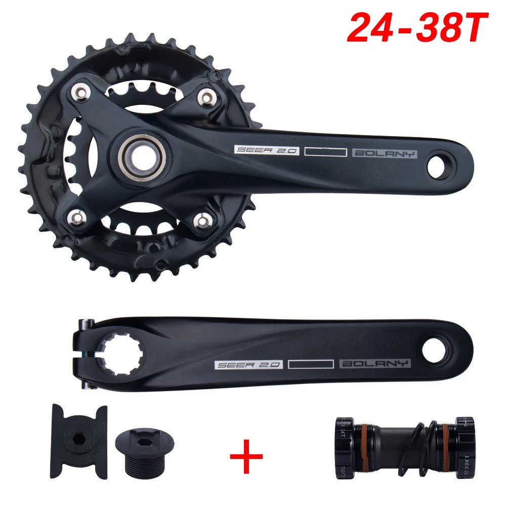 Bicycle Crankset 36T 22-36T 24-38T Bolany 104BCD Hollow Crank MTB Crankset 170mm Integrated Crank Chainring