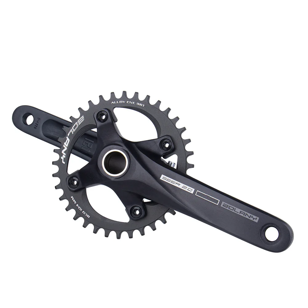 Bicycle Crankset 36T 22-36T 24-38T Bolany 104BCD Hollow Crank MTB Crankset 170mm Integrated Crank Chainring