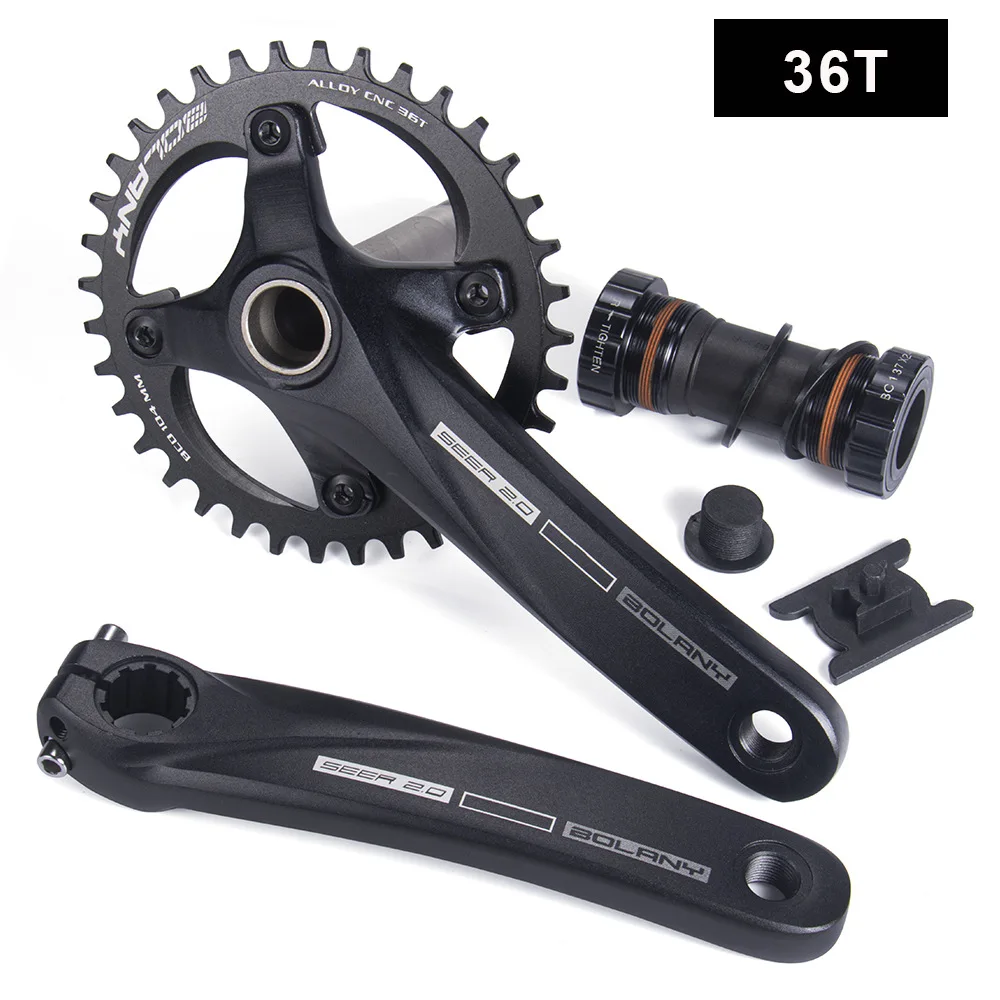 Bicycle Crankset 36T 22-36T 24-38T Bolany 104BCD Hollow Crank MTB Crankset 170mm Integrated Crank Chainring