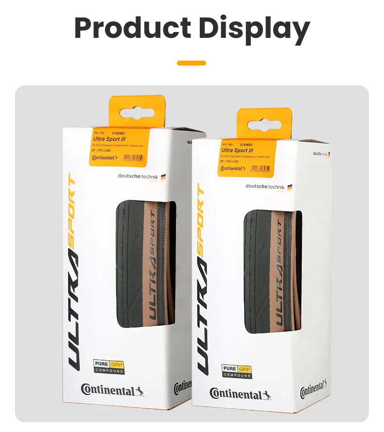 Continental 700C Road Bike Foldable Tire Ultra Sport III 700X28C Brown Edge Folding Tyre 28-622 180 TPI Gravel Tire