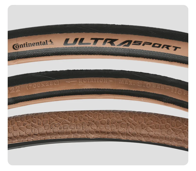 Continental 700C Road Bike Foldable Tire Ultra Sport III 700X28C Brown Edge Folding Tyre 28-622 180 TPI Gravel Tire