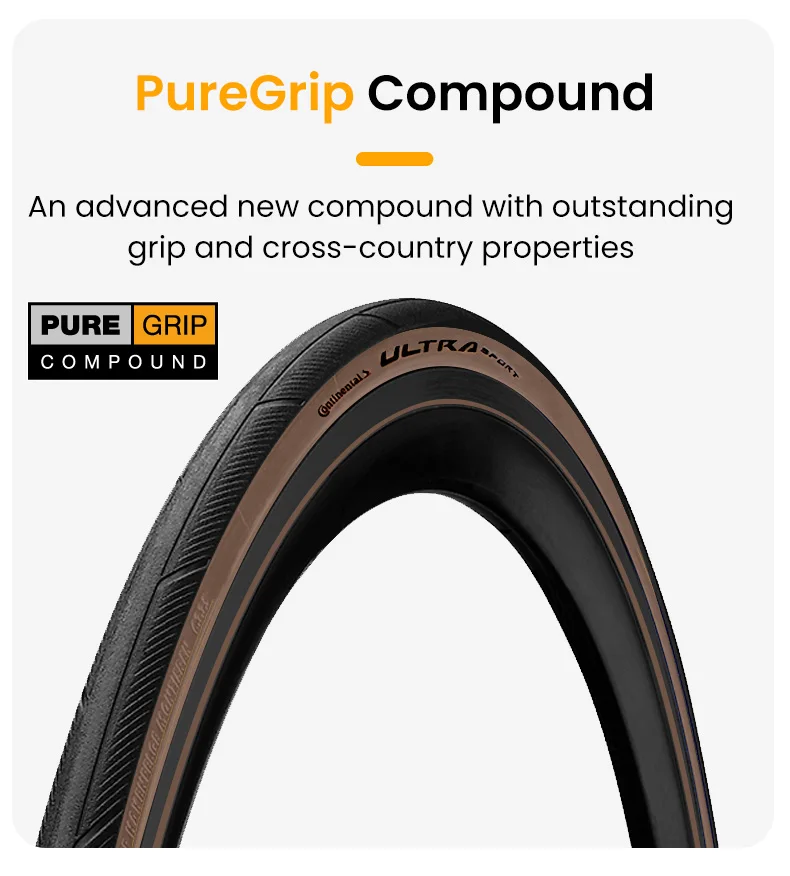 Continental 700C Road Bike Foldable Tire Ultra Sport III 700X28C Brown Edge Folding Tyre 28-622 180 TPI Gravel Tire