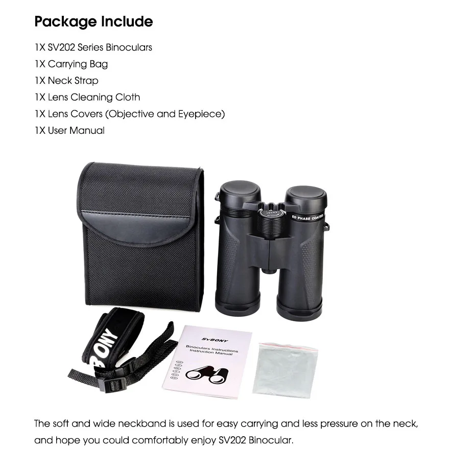 Svbony SV202 8X32/8x42/10x42/10x50 ED Binoculars IPX7 Magnesium Alloy Body BaK4 Binoculars Highy Qualit for Stargazing Camping