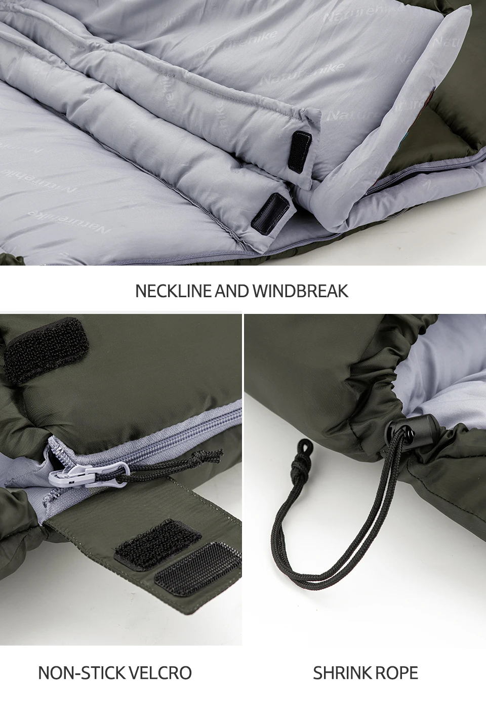 Naturehike Sleeping Bag Ultralight Camping Accsesorios Winter Outdoor Waterproof Envelope Sleeping Bag Hiking Travel U350