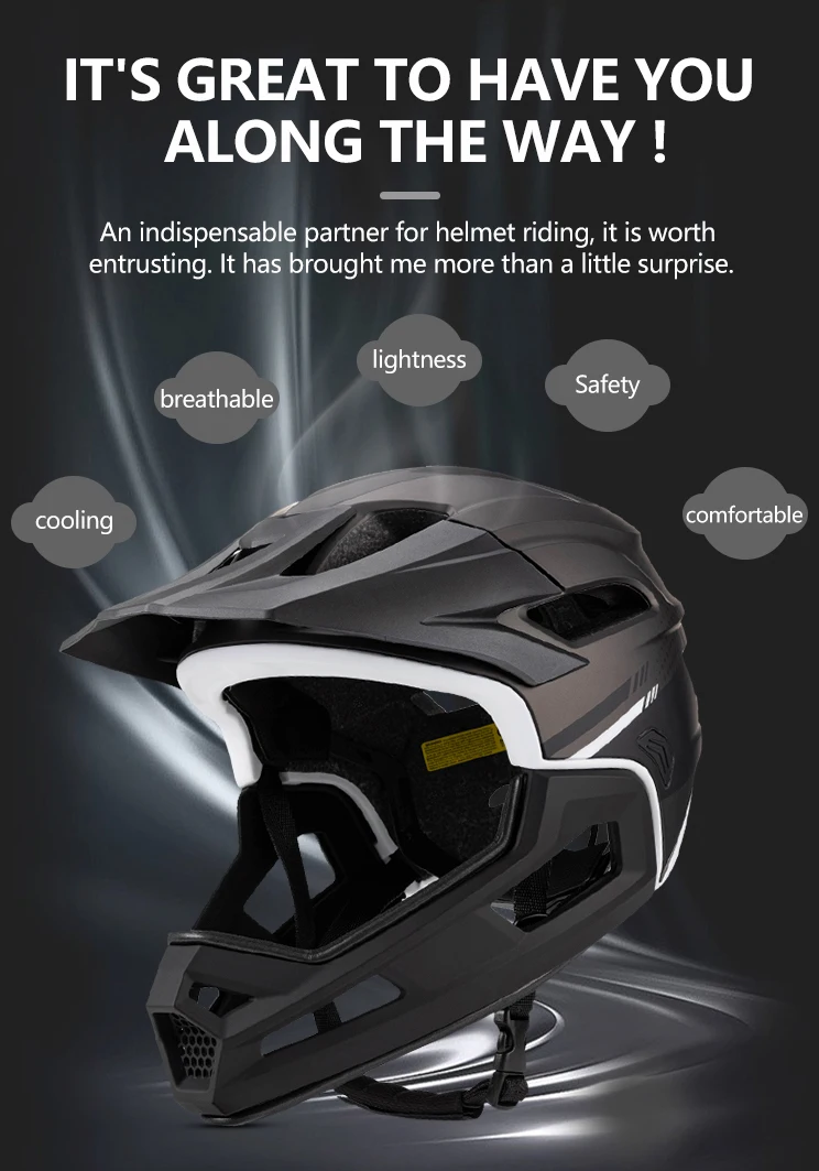 Eastinear's New Adult Bicycle Helmet Full-face Detachable Outdoor Sports Motorcycle Skateboard Riding Helmet Protects the Head
