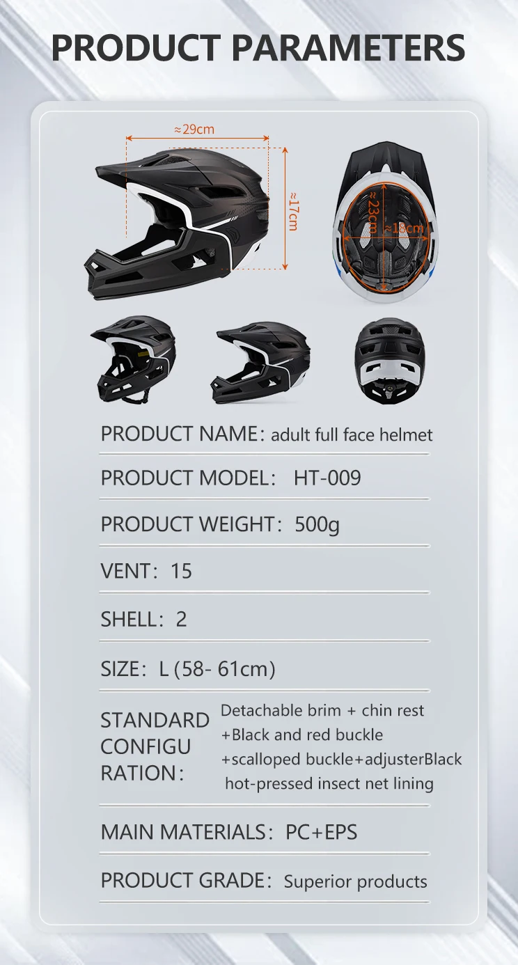 Eastinear's New Adult Bicycle Helmet Full-face Detachable Outdoor Sports Motorcycle Skateboard Riding Helmet Protects the Head