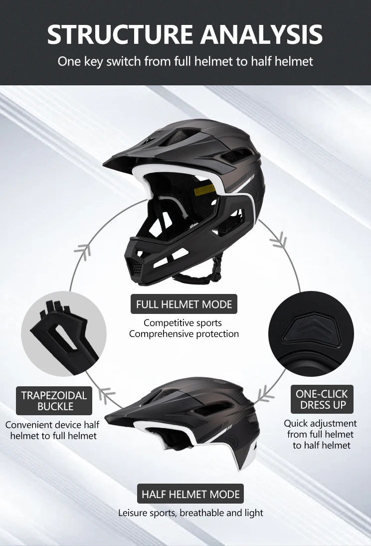 Eastinear's New Adult Bicycle Helmet Full-face Detachable Outdoor Sports Motorcycle Skateboard Riding Helmet Protects the Head