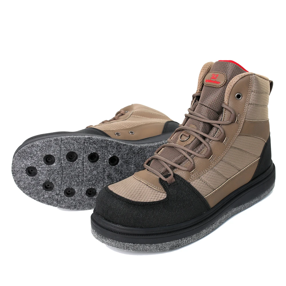 Men's Fishing Wading Boots Felt Sole Lightweight Anti-Slip Hunting Felt Bottom Waders Shoes With Metal Wading Studs