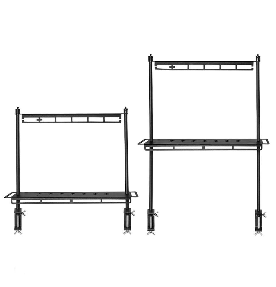 Outdoor Aluminum Storage Rack Foldable Camping Desktop Double-layer Storage Rack Camping Hanging Rack Camping Supplies