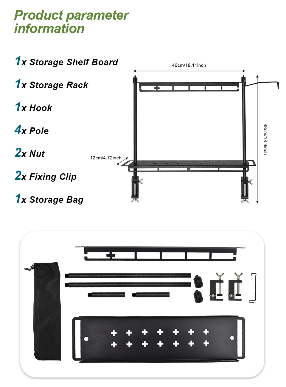 Outdoor Aluminum Storage Rack Foldable Camping Desktop Double-layer Storage Rack Camping Hanging Rack Camping Supplies