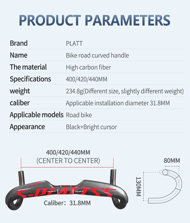 Bike Carbon Road Handlebar 400/420/440mm Glossy Internal Routing Bicycle Handle Bar Bicycle Accessories