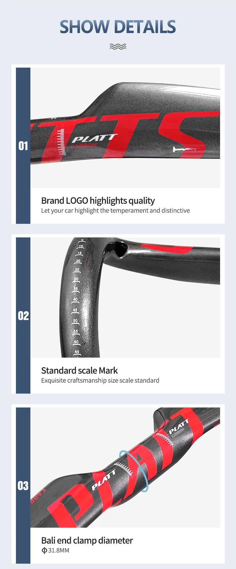 Bike Carbon Road Handlebar 400/420/440mm Glossy Internal Routing Bicycle Handle Bar Bicycle Accessories
