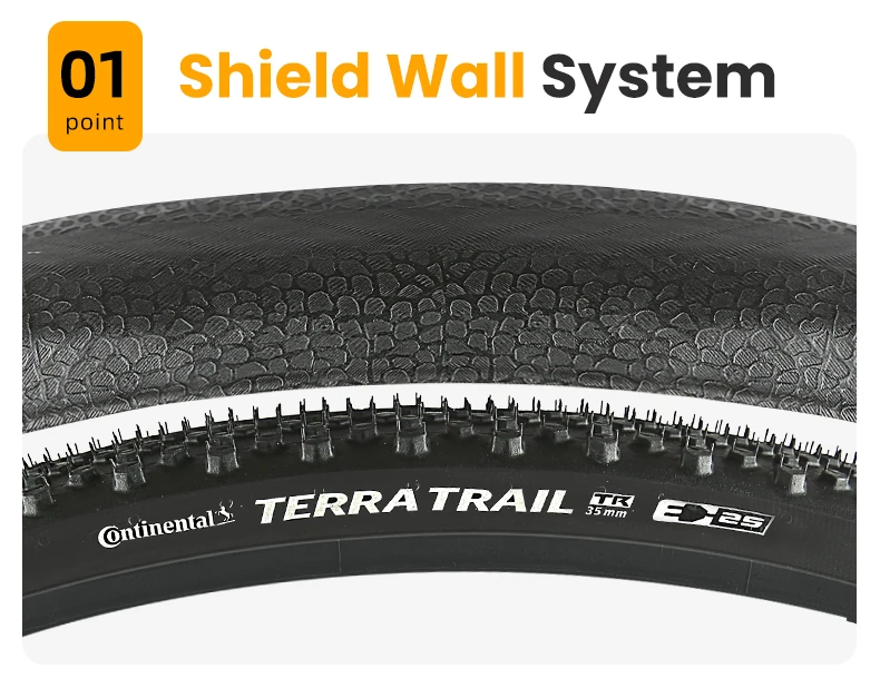 Continental Terra Trail 700x35C 700x40C Road Bike Wire Bead Tire E25 Shieldwall System PureGrip Compound No Folding 3/180 TPI