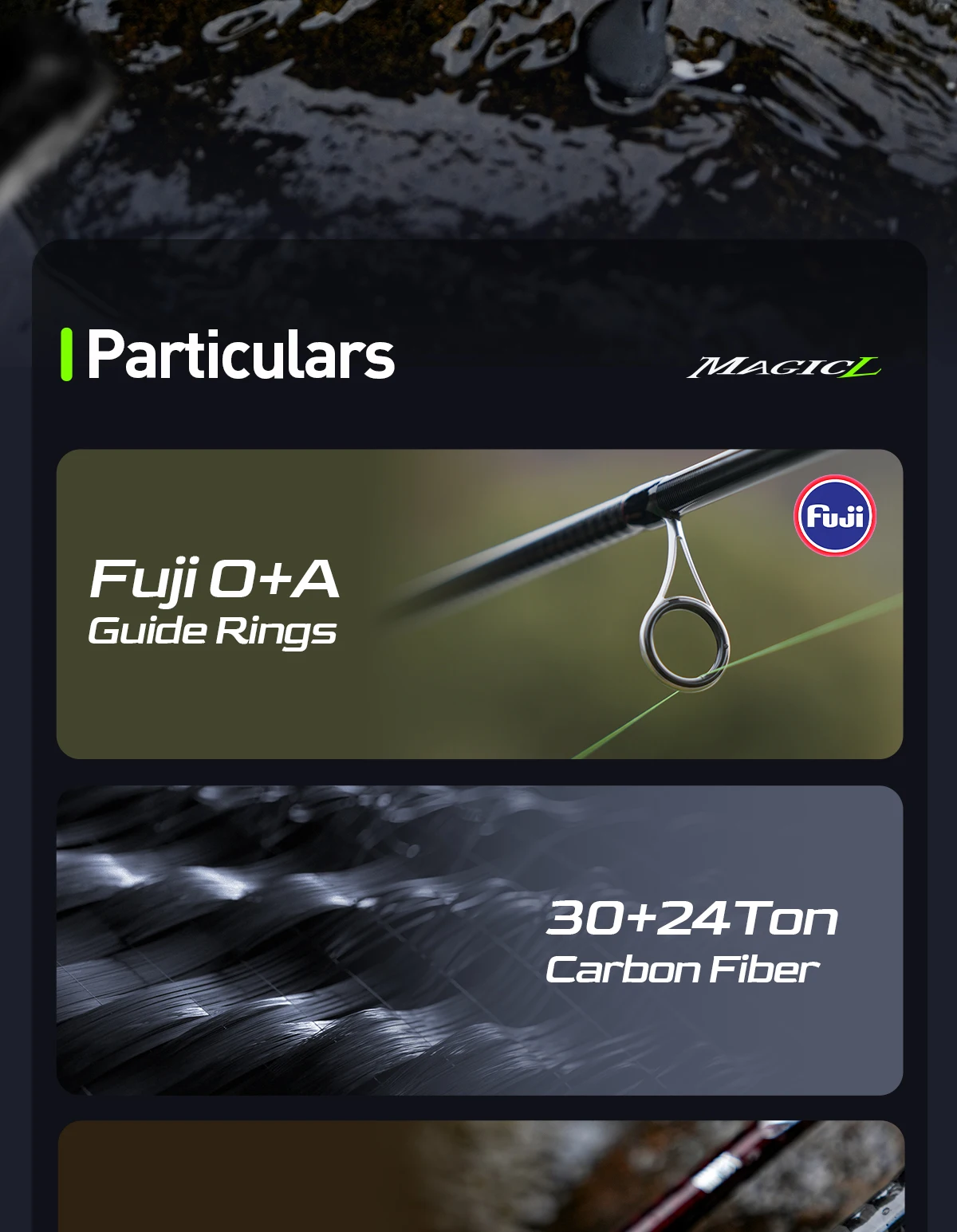 HANDING Magic L Spinning Casting Fishing Rod 1.98-2.44M Fuji O+A Guide Rings 30+24T Carbon Fiber Lure Weight 1.5-40G MF/F Action