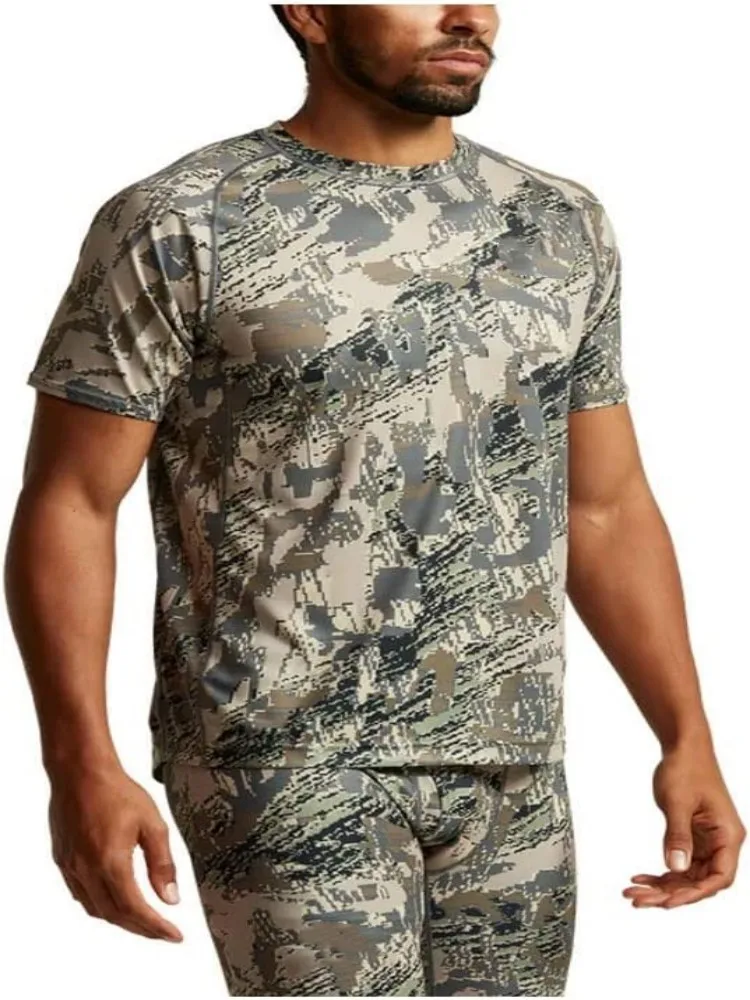 Semmer-Short Sleeve T-Shirt for Men, Lightweight Crew, Quick Dry, Print Camo, Hunting Clothes, Summer