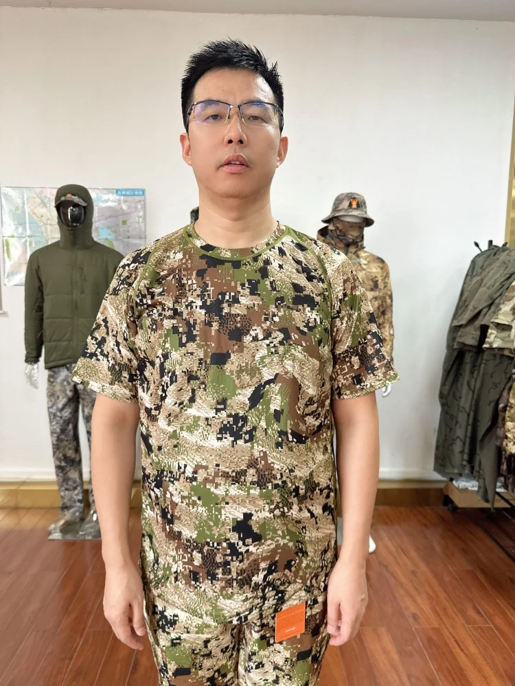 Semmer-Short Sleeve T-Shirt for Men, Lightweight Crew, Quick Dry, Print Camo, Hunting Clothes, Summer