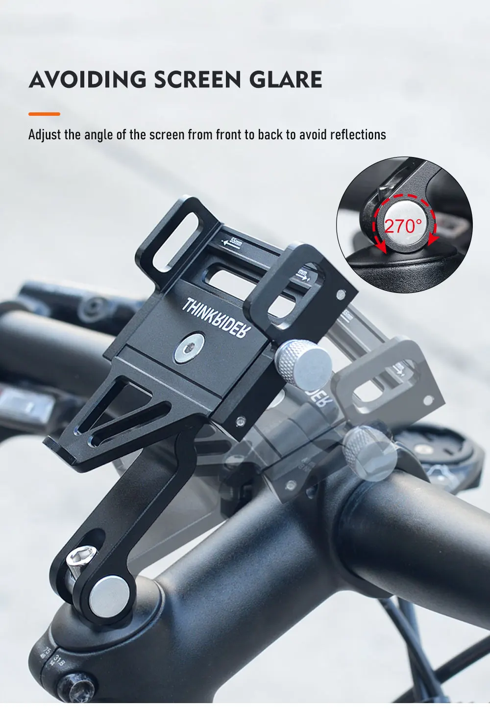 Thinkrider Phone Holder Motorcycle Electric Bicycle Smartphone Cnc Aluminum Alloy Bracket Five Claws Mechanical Bike Holder