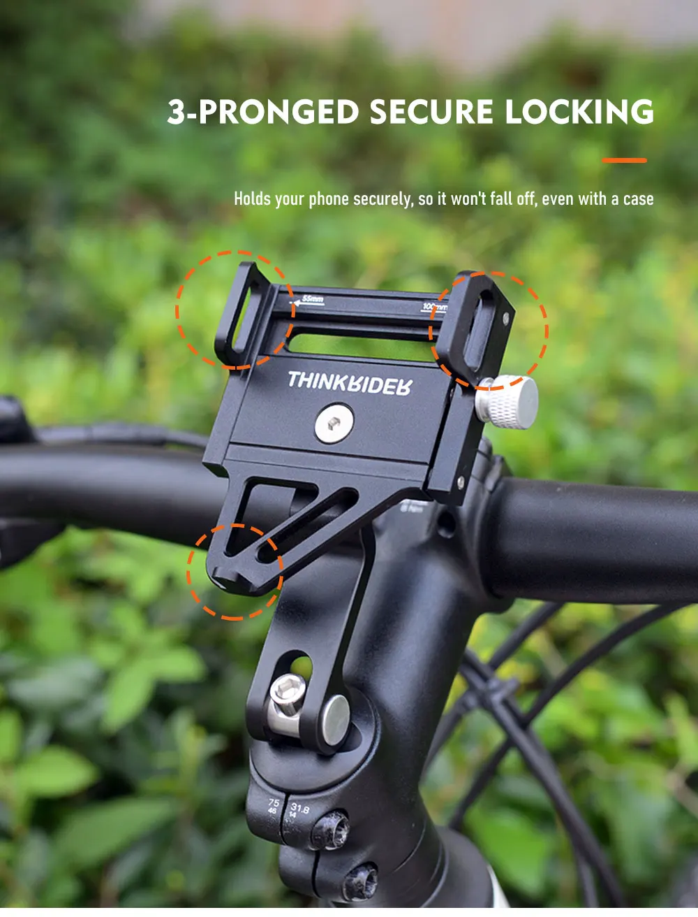 Thinkrider Phone Holder Motorcycle Electric Bicycle Smartphone Cnc Aluminum Alloy Bracket Five Claws Mechanical Bike Holder