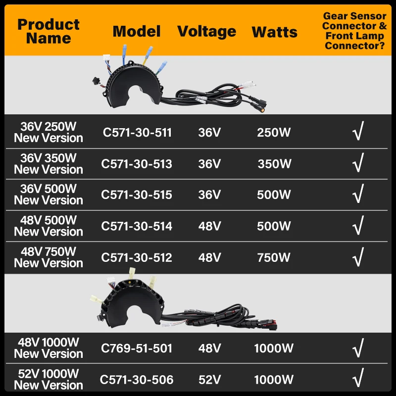 Bafang Mid Drive Motor Replacement Controller for BBS01B BBS02B BBSHD 36V 250W 350W 500W / 48V 500W 750W 1000W / 52V 1000W