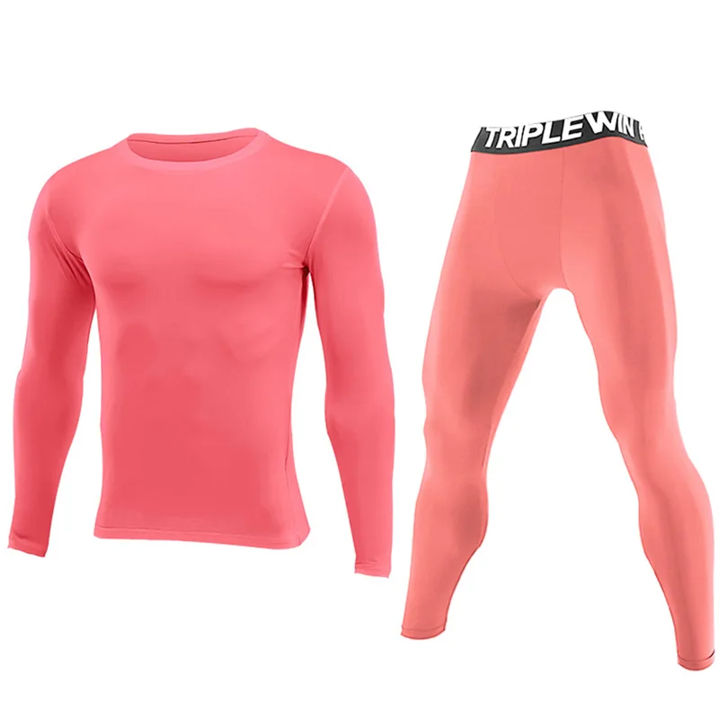 Men Long Sleeve Tracksuits GYM Fitness Tee + Leggings Men's Sport Running Set Yoga Skiing Basketball Football Clothes Suit 96