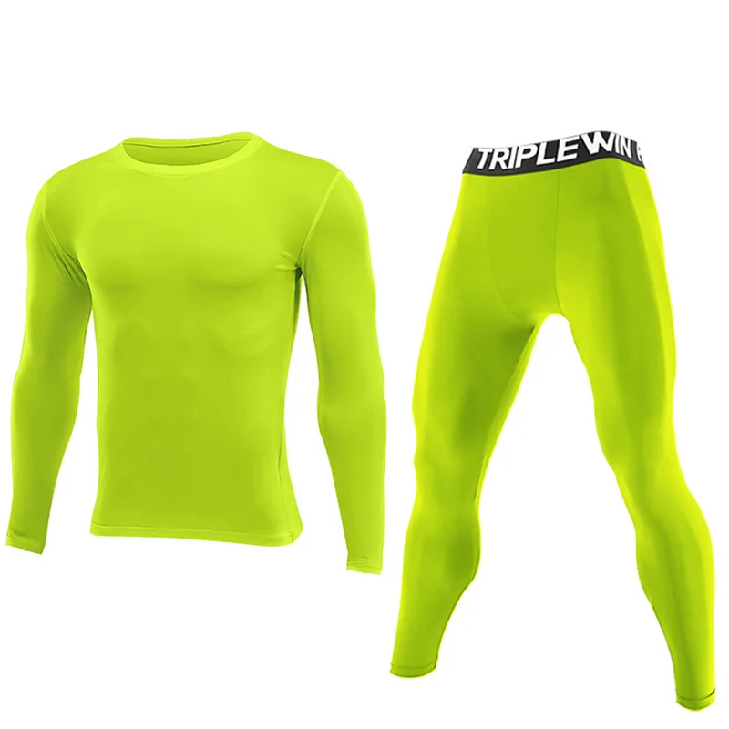 Men Long Sleeve Tracksuits GYM Fitness Tee + Leggings Men's Sport Running Set Yoga Skiing Basketball Football Clothes Suit 96