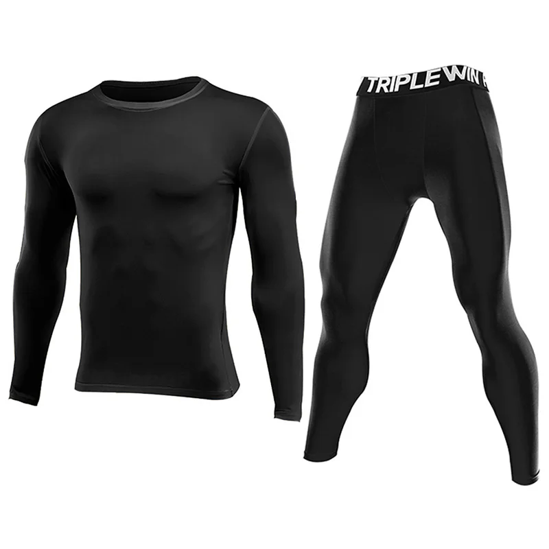 Men Long Sleeve Tracksuits GYM Fitness Tee + Leggings Men's Sport Running Set Yoga Skiing Basketball Football Clothes Suit 96