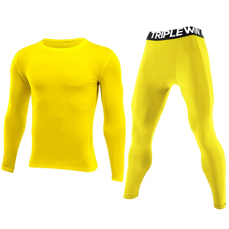 Men Long Sleeve Tracksuits GYM Fitness Tee + Leggings Men's Sport Running Set Yoga Skiing Basketball Football Clothes Suit 96