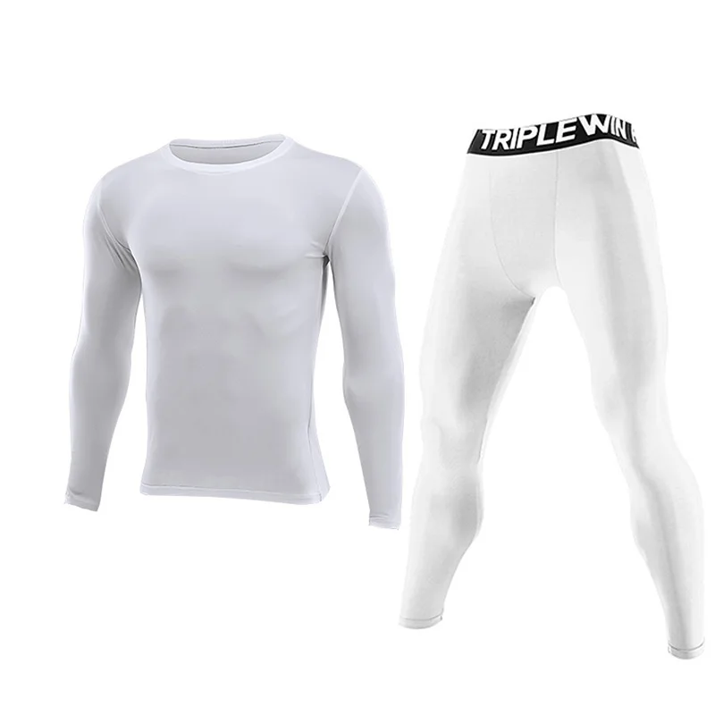 Men Long Sleeve Tracksuits GYM Fitness Tee + Leggings Men's Sport Running Set Yoga Skiing Basketball Football Clothes Suit 96