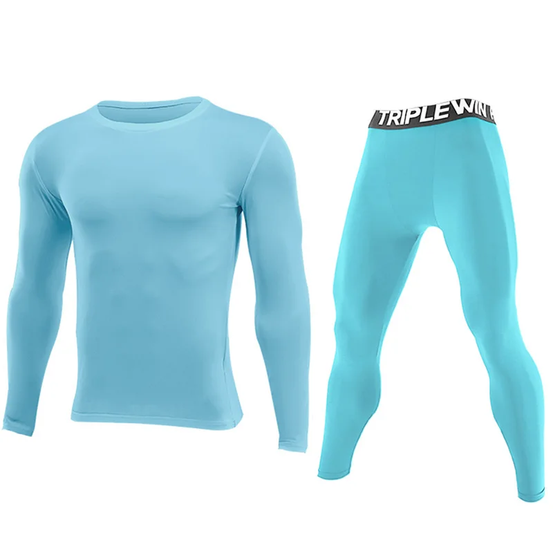 Men Long Sleeve Tracksuits GYM Fitness Tee + Leggings Men's Sport Running Set Yoga Skiing Basketball Football Clothes Suit 96