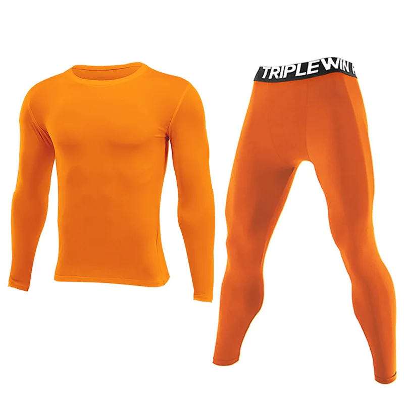 Men Long Sleeve Tracksuits GYM Fitness Tee + Leggings Men's Sport Running Set Yoga Skiing Basketball Football Clothes Suit 96