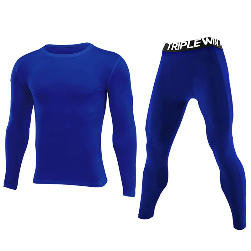 Men Long Sleeve Tracksuits GYM Fitness Tee + Leggings Men's Sport Running Set Yoga Skiing Basketball Football Clothes Suit 96