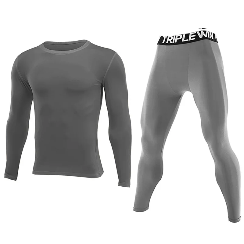 Men Long Sleeve Tracksuits GYM Fitness Tee + Leggings Men's Sport Running Set Yoga Skiing Basketball Football Clothes Suit 96
