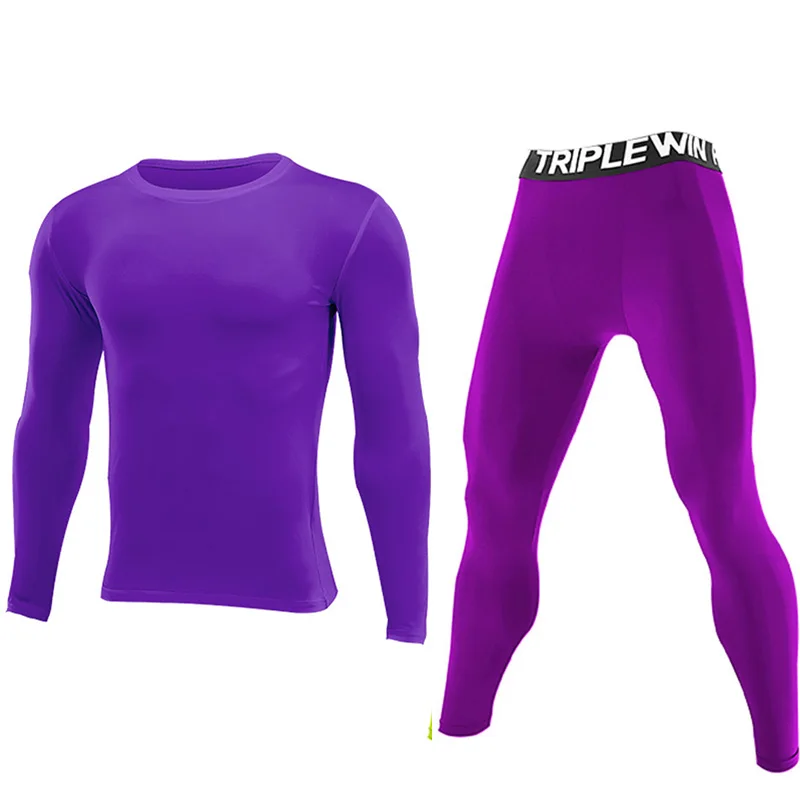Men Long Sleeve Tracksuits GYM Fitness Tee + Leggings Men's Sport Running Set Yoga Skiing Basketball Football Clothes Suit 96