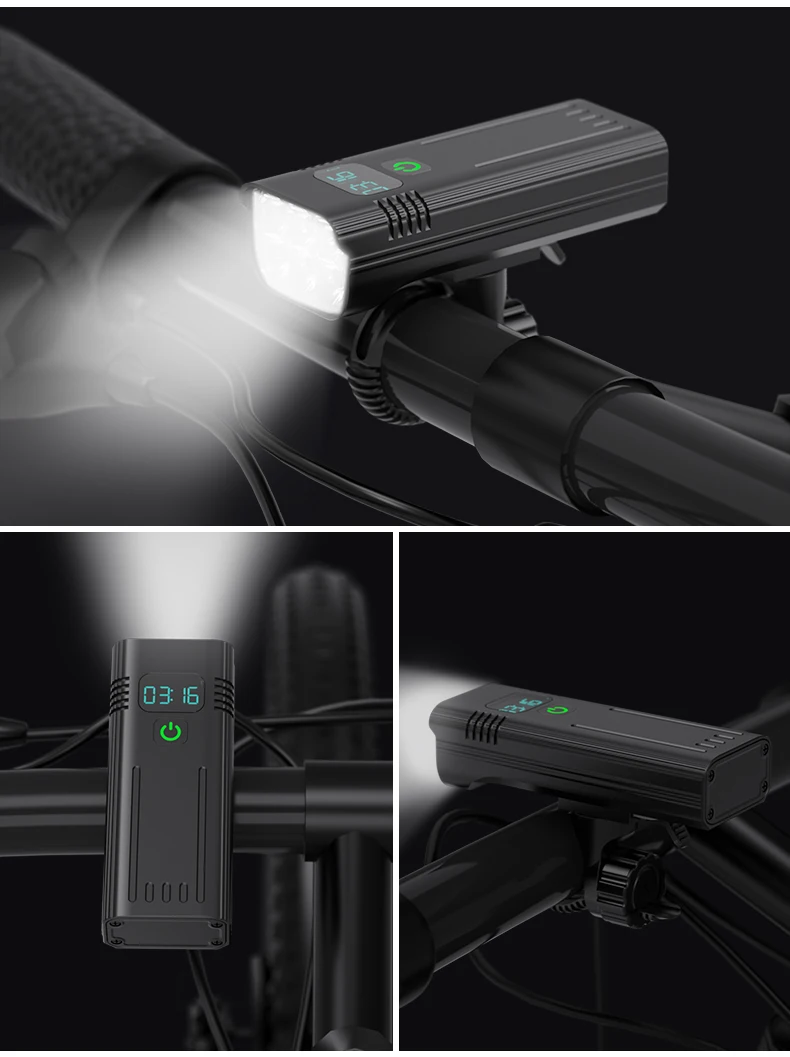 Upgrade Bicycle Light Powerful 8LED Bike Headlight 10000mAh USB Rechargeable as Power Bank Front and Rear Lights Set Optional
