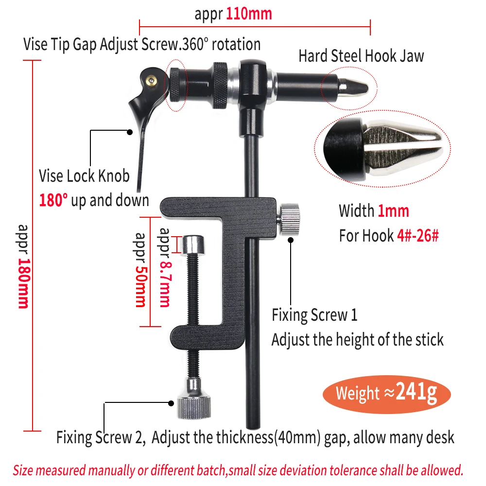 Wifreo Rotary Fly Tying Vise Tools Brass C-clamp Rotating Hook Tool Steel Whip finisher Bobbin Thread Holder Basic Fly Hook Tool