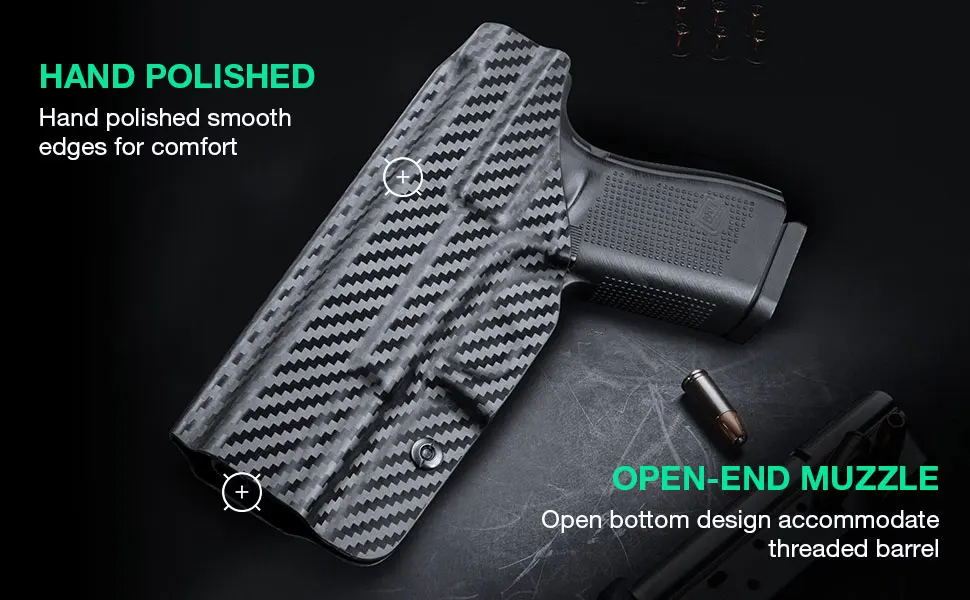 IWB Carbon Fiber Holsters Fit Glock 17 Glock 19 / 19X / 26 / 44 / 45 Gen(1 2 3 4 5) & Glock 23 / 32 Gen(3-4) Pistol Kydex Gags