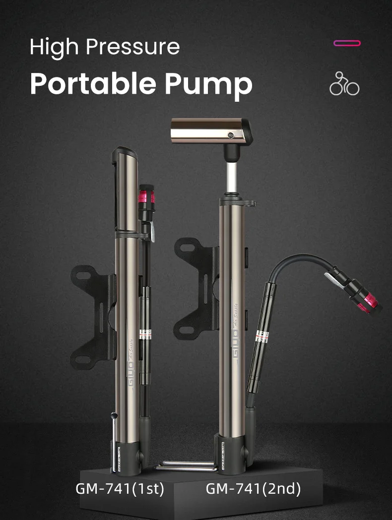 Giyo 140psi Bicycle Pump Portable Presta/Schrader Valve MTB Cycling Pump Road Bike Mini Floor Standing Pump Tire Inflator