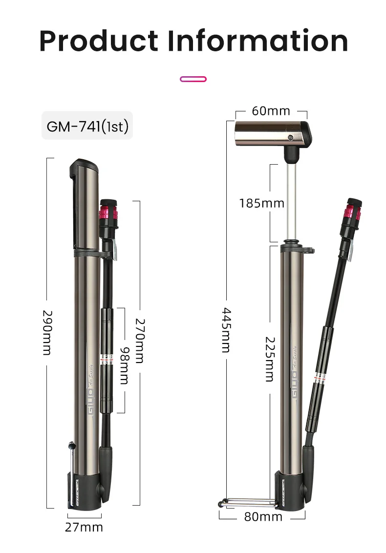 Giyo 140psi Bicycle Pump Portable Presta/Schrader Valve MTB Cycling Pump Road Bike Mini Floor Standing Pump Tire Inflator